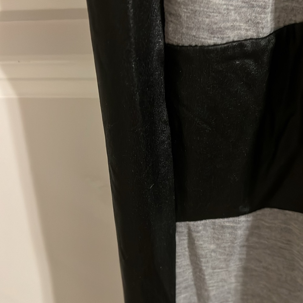 Gray sweatpants with vegan leather black accents - Picture 3 of 6